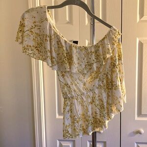 Floral yellow one shouldered top